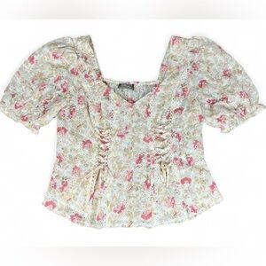 Lulumari Pink and Cream Floral Blouse